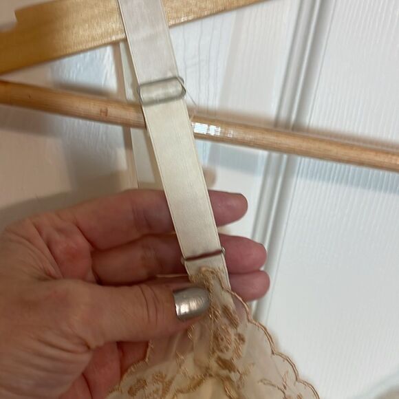 Vintage Nylon Nightgown, aesthetic, Beige, cream, Dress, Slip, Small - Picture 6 of 13